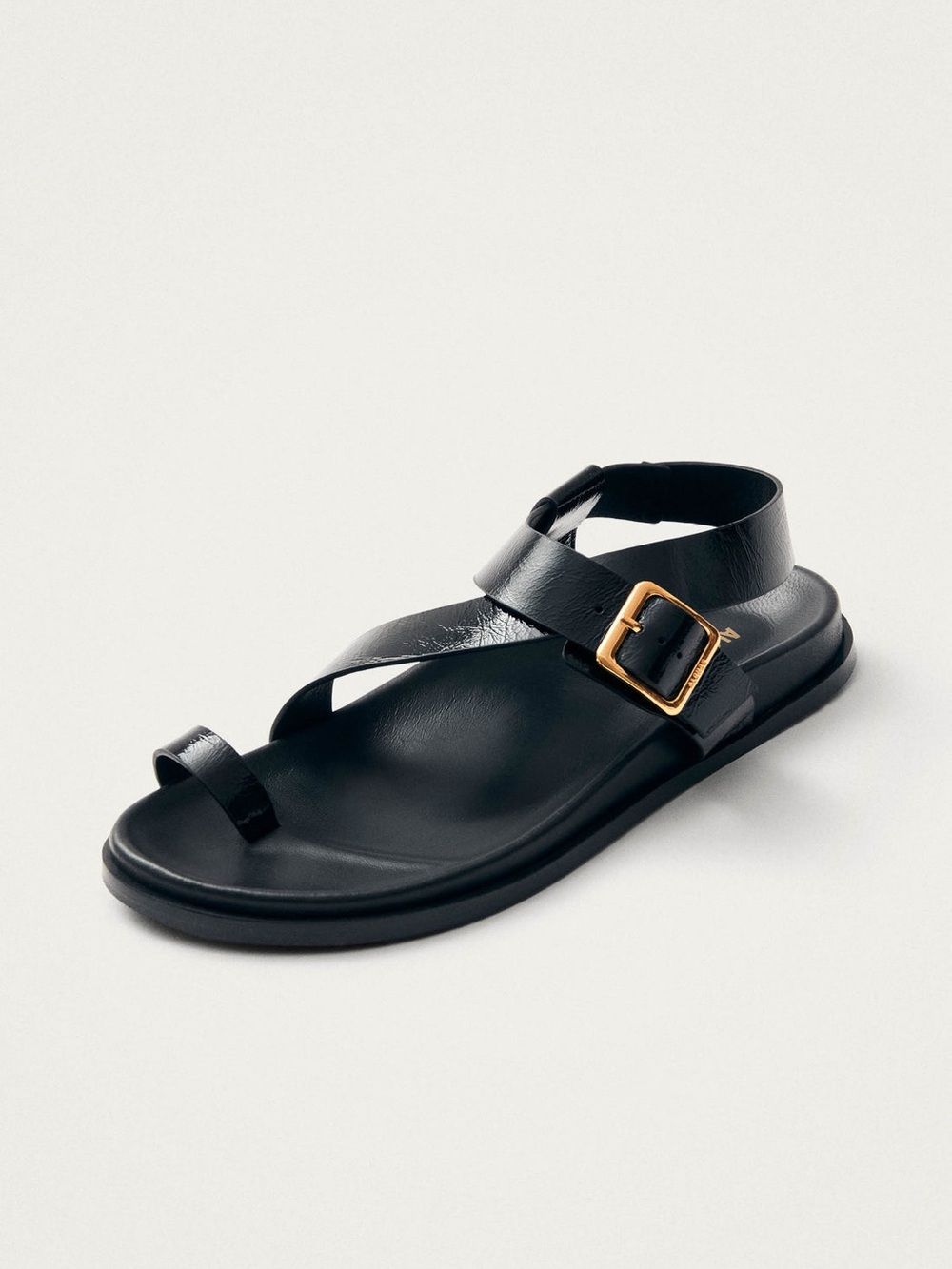 ALOHAS Siren Onix Patent Leather Strap Sandals Black Sz 39 8-8.5 US Minimalist - Picture 2 of 9